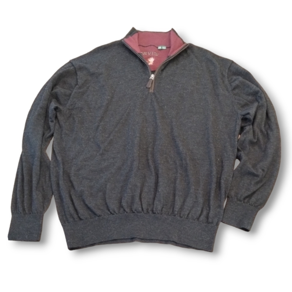 Orvis Merino Wool Quarter Zip Sweater 2.0 Men's XXL Charcoal 28RZ Fly - Picture 2 of 7